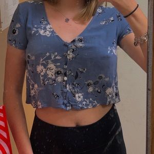 blue cropped blouse